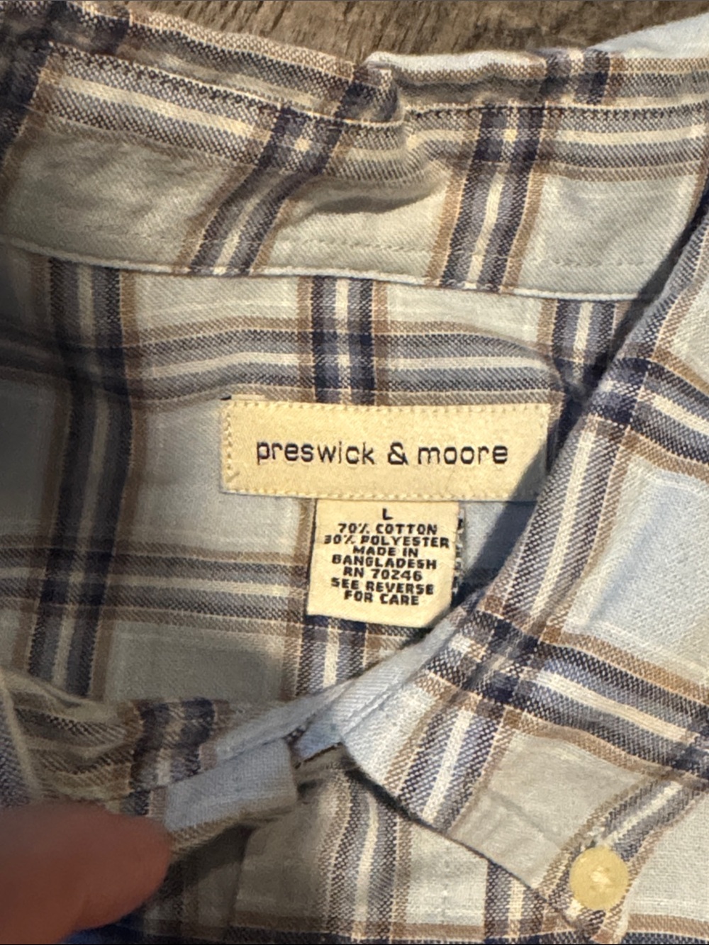 Preswick & Moore Plaid Cotton Blend Large Button Down Shirt - Picture 3 of 5